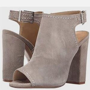 SCHUTZ Herminia Suede Pumps Heels Ankle Strap Sandal Mouse Grey size 8.5